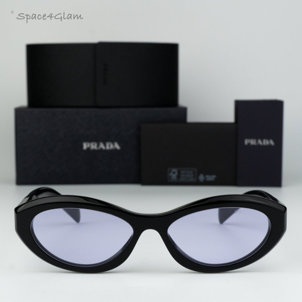 BRAND NEW Prada PR26ZS 16K40J Black Violet Oval Women Sunglasses PR 26ZS - Picture 3 of 8